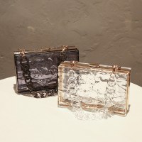 新しいバッグ アクリル ディナー バッグ 水の波紋 スクエア バッグ チェーン バッグ ポータブル アイス クラック レディース バッグ