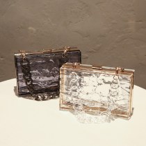 新しいバッグ アクリル ディナー バッグ 水の波紋 スクエア バッグ チェーン バッグ ポータブル アイス クラック レディース バッグ