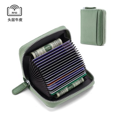 第一層牛革 rfid 盗難防止カード ホルダー、銀行カード、クレジット カード ホルダー、名刺ホルダー、アコーディオン カード ホルダー、財布