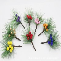 クリスマスつるリース装飾材料模擬 PVC 松葉手作り DIY ミニ針松レッドベリーアクセサリー