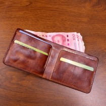 新しい財布 メンズ レトロ手揉み古紙幣牛革財布シンプルな学生財布
