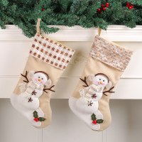 大型クリスマスソックスギフトバッグ雪だるまクリスマスソックスチェック柄ストライプソックスクリスマスツリーペンダント卸売