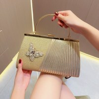 新しいハンドバッグ、ウェディング バッグ、クラッチ バッグ、ドレス バッグ、プリーツ 斜めがけバッグ、パーティー バッグ、ダイヤモンドがちりばめられたバンケット バッグ