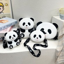 パンダシリコンバッグ女性のクロスボディバッグ防水 2024 新しいかわいい子供の漫画パンダ携帯電話バッグ学生バッグ