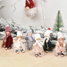 新しいクリスマス装飾クリエイティブかわいい木質繊維タッセル糸スキー人形人形ペンダントジュエリー