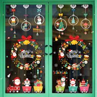 クリスマス装飾クリスマスツリー静的ガラスドアステッカーショップシーンレイアウトウィンドウステッカーベルペンダントプルフラグ