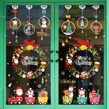 クリスマス装飾クリスマスツリー静的ガラスドアステッカーショップシーンレイアウトウィンドウステッカーベルペンダントプルフラグ