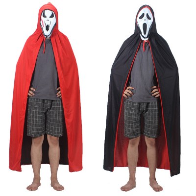 ハロウィーンブラックアンドレッドマントチルドレンダブルレイヤーコスプレブラックデッドヴァンパイアマントパーティー大人