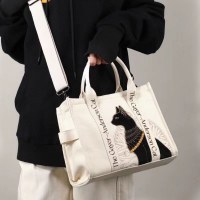 友人への誕生日プレゼントとしての刺繍入りハンドヘルドクロスボディバッグピュアコットンキャンバスバッグ