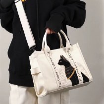 友人への誕生日プレゼントとしての刺繍入りハンドヘルドクロスボディバッグピュアコットンキャンバスバッグ