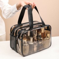 透明化粧品バッグ、二層大容量トラベル収納バッグ、乾湿分離スイミングジムバッグ、防水トイレタリーバッグ