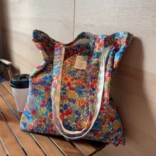 レトロな文学的で芸術的な牧歌的なスタイルの花柄コットンバッグシングルショルダーレディース怠惰なスタイル