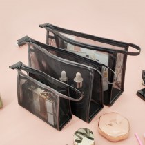 メッシュ化粧品バッグ、女性のポータブル三角バッグ、口紅、ポータブルトイレタリーバッグ、スキンケア製品の収納、大容量