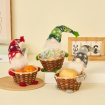 新しいクリスマスデコレーションキャンディバスケット顔のない人形かわいい竹ホームテーブルデコレーション