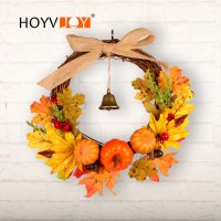 感謝祭秋の花輪収穫祭ベルカエデの葉カボチャのドア吊りハロウィンショッピングモール結婚式の装飾ペンダント