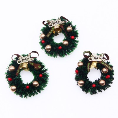 ドールハウス 6cm クリスマスガーランド、鐘付きミニクリスマスリング、ミニチュアシーンモデルアクセサリー