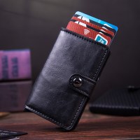 カードホルダー クレイジーホース PU カードホルダー 盗難防止クレジットカードボックス アルミニウム合金カードボックス X-4