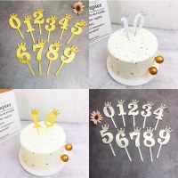 卸売インスモールクラウンデジタルアクリルケーキインサートベーキングデザートテーブルハッピーバースデーデコレーションインサート