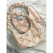 花脇の下バッグ 2024 新しい夏プリーツリボンキャンバスバッグ手持ちショルダーバッグ女性のための