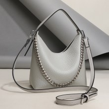 餃子ハンドバッグ本革バッグ新しいファッションシンプルなバゲットバッグ韓国スタイルのソフトレザーチェーン脇の下バッグシングルショルダー