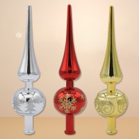 新しいひょうたんツリートップスタープラスチック電気メッキ塗装クリスマスツリートップ装飾小道具クリスマスボール工芸品尖った形状