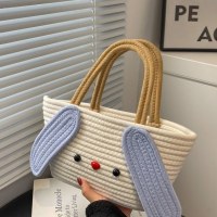 かわいい手持ち織りバッグ春と夏の旅行綿ロープバッグ結婚式学校のお土産綿ロープバッグ多目的夏イン