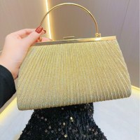 新しいシンプルでファッショナブルなプリーツハンドバッグパーティーパーティー宴会バッグラインストーンイブニングバッグクロスボディディナーバッグ