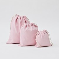 ライトピンク無地ブランク純綿収納袋卸売リリースバッグ収納袋巾着ティーギフトバッグ