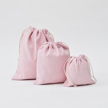 ライトピンク無地ブランク純綿収納袋卸売リリースバッグ収納袋巾着ティーギフトバッグ