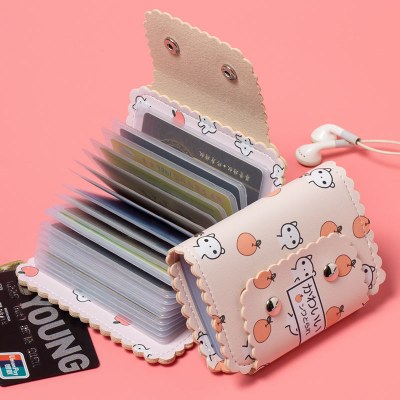 女性用の新しい漫画カードホルダー、かわいい、マルチカードスロット、大容量、超薄型消磁、コンパクトなカードホルダーバッグ