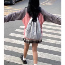 立体オフセットプリントのスペースグレイナイロン軽量大容量メッシュバックパック