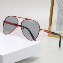 夏偏光サングラスフォトクロミックメンズサングラスメタルヒキガエルミラーブラックフレーム メガネ