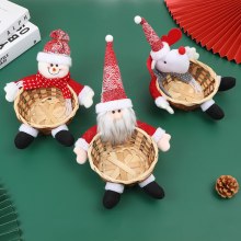 新しいクリスマス人形竹かご飾りサンタクロースキャンディーバスケット装飾用品クリスマス竹かご装飾