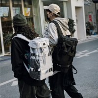 新しい作業着スクールバッグ女性のための韓国語バージョン高校生大学生ストリートトレンドインクールカジュアル大容量バックパック男性のための