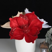 三層金粉クリスマスの花 2023 新しいクリスマスツリーの装飾花休日の装飾アクセサリー卸売