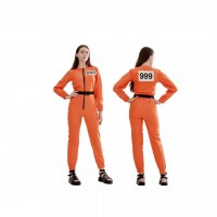 ハロウィン アメリカ人女性のオレンジ cos 囚人服大人女性のロールプレイング囚人オーバーオール