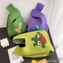 ハンドバッグ レディース ニットウール バケットバッグ ハンドキャリー 小さなスクエアバッグ カジュアル トートバッグ ランチバッグ