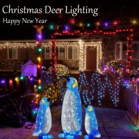 新しいクリスマス鹿の照明ハッピーニューイヤーガーデンクリスマスペンギン