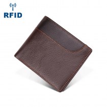 メンズ本革財布、第一層牛革、マルチカードスロットショートウォレット、男性用RFID新しい財布
