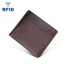 メンズ本革財布、第一層牛革、マルチカードスロットショートウォレット、男性用RFID新しい財布