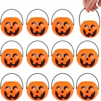 ハロウィンカボチャバケツランタン蓋付きポータブルカボチャバケツプラスチック子供用キャンディージャー発光装飾用品小道具
