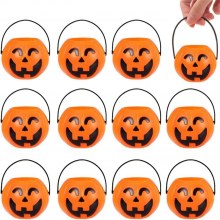 ハロウィンカボチャバケツランタン蓋付きポータブルカボチャバケツプラスチック子供用キャンディージャー発光装飾用品小道具