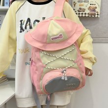 2024 新マウンテンスタイル屋外漁師帽子スクールバッグ小学生かわいい西洋スタイルバックパック軽量大容量バックパック
