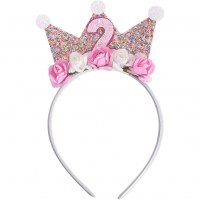 子供の誕生日パーティー装飾ヘッドバンド、花、王冠ヘッドバンド、スパンコール付き王冠ヘッドバンド、パーティー装飾用品
