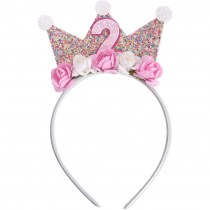 子供の誕生日パーティー装飾ヘッドバンド、花、王冠ヘッドバンド、スパンコール付き王冠ヘッドバンド、パーティー装飾用品
