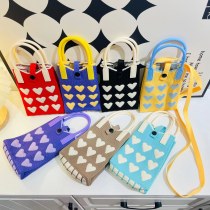キュートでスイートなラブミニ 携帯 電話バッグニットショルダークロスボディバッグポータブルハンドバッグ