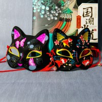 新しい黒スタイル猫フェイスマスク和風ハーフフェイス猫フルフェイス猫フェイスマスクアニメキツネ陰陽師
