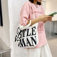 タイXiaoyouキャンバストートバッグニッチデザインポータブルレター大容量ショルダーブックバッグ