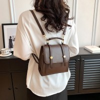 レトロなバックパック英国斜めバックル小さな正方形バッグ通勤学生茶色の小さなバックパック新しいスタイル