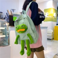 スクールバッグ かわいいと面白い女性人格カエル人形バックパック韓国語版大容量高校生バックパック